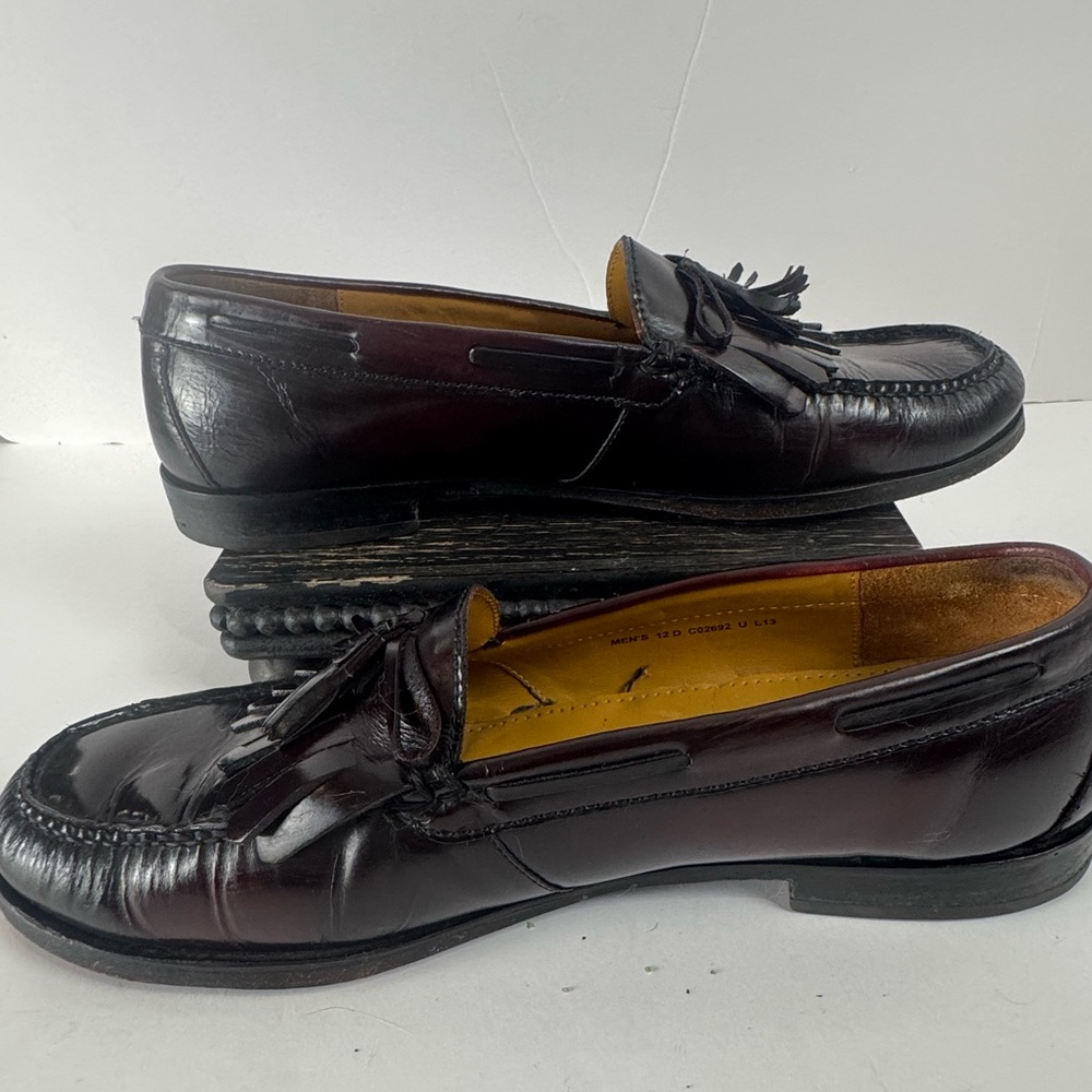 Cole Haan Tassel Loafers Burgundy Leather Men’s 12D Dress Shoes